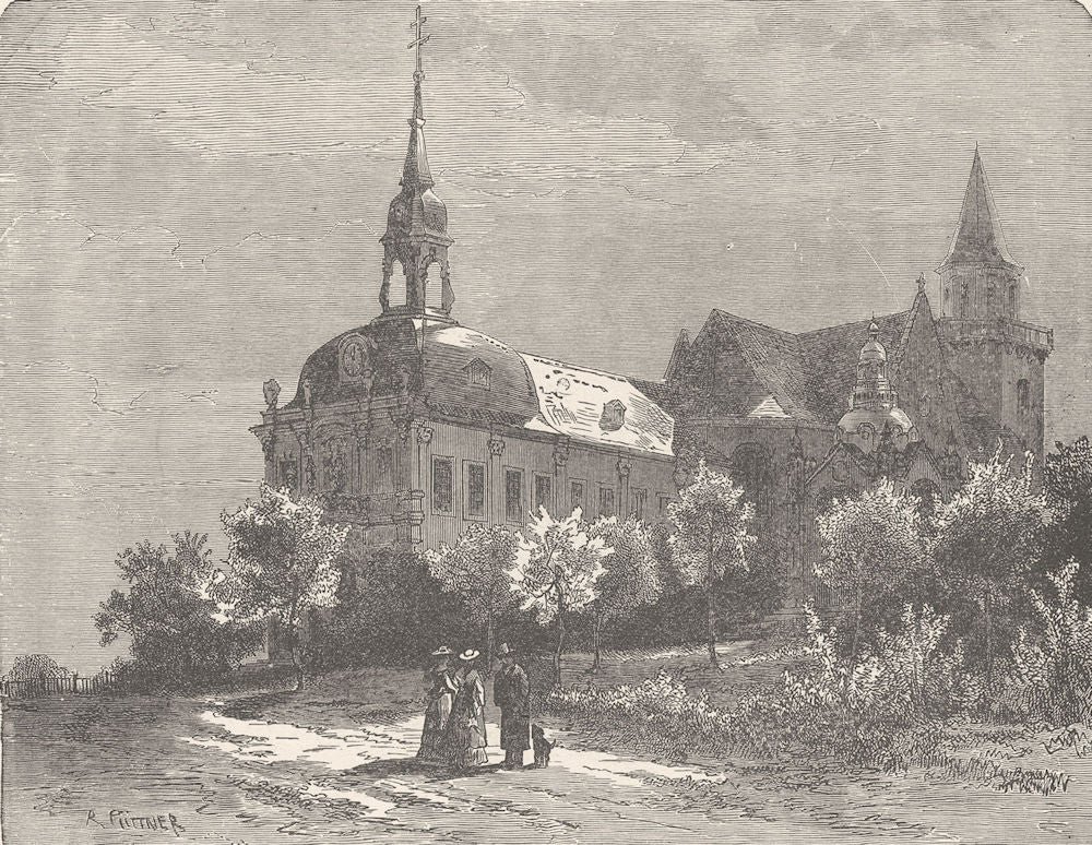 GERMANY. Church on the Kreuzberg, Bonn 1903 old antique vintage print picture